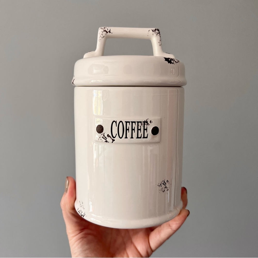 Coffee Ceramic Canister w Lid - Picture 4 of 8
